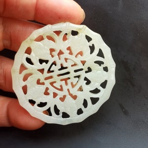 circle Five bat fu chinese xiuyu carved natural jade stone pendant link,double face,Amulet Talisman for handmade Necklace jewelry MX