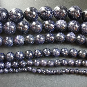 Round Smooth blue goldstone beads,4mm 6mm 8mm 10mm 12mm 14mm,charm goldstone stone, loose beads, diy beads,gemstone, full one strand 15.5&quot;