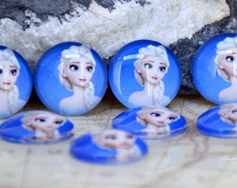 New Blue Frozen Elsa Handmade photo glass cabochon dome 10mm 12mm 14mm 16mm 18mm 20mm 25mm 30mm For Earring Brooch Ring Necklace Bracelet