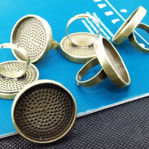 6PCS Setting Antique Bronze Base Rings ase Filigree Metal 25mm adjustable