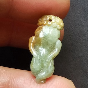 Langlebigkeit Kleiner Ginseng, der natürlichen burmesischen Jadeit-Jadesteinanhänger, Klasse A, Edelsteinperle, Amulett, Schutz macht, der Halskettenschmucksachen schnitzt