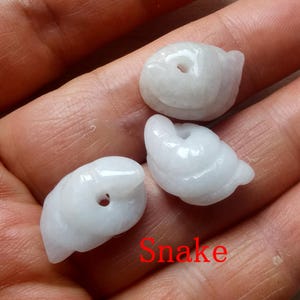 Liten tupp, apa, oxe, orm, får, drake, tiger, kanin, djur naturlig jadeit jadesten amulett hänge huvud, länk Snake