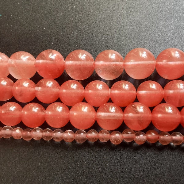 Red Watermelon Quartz Crystal Strand, Charm Red Crystal Beads ,gemstone bead Loose One strands 15.5"