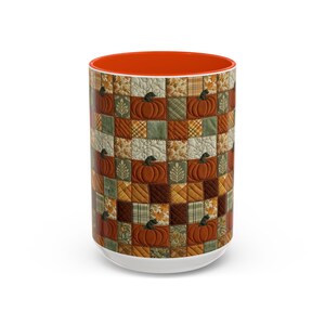 Tazza con motivo a zucche patchwork / Tazza con motivo autunnale a zucche / 11 oz e 15 oz Orange