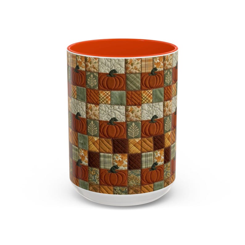 Tazza con motivo a zucche patchwork / Tazza con motivo autunnale a zucche / 11 oz e 15 oz Orange
