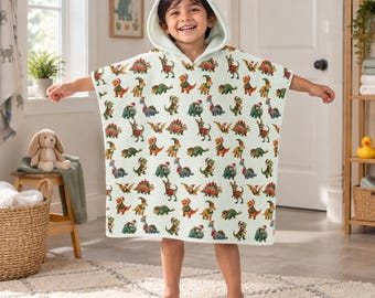 Dinosauri festivi vestiti per Natale / Asciugamano con cappuccio a tema dinosauri per le feste