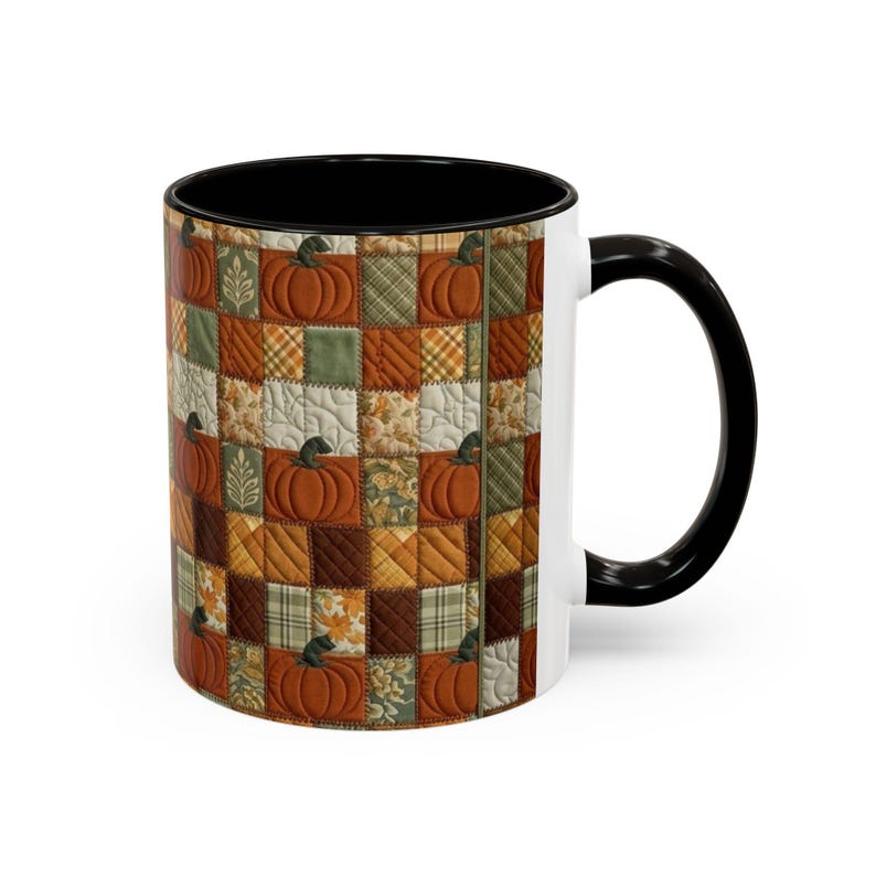 Tazza con motivo a zucche patchwork / Tazza con motivo autunnale a zucche / 11 oz e 15 oz immagine 3