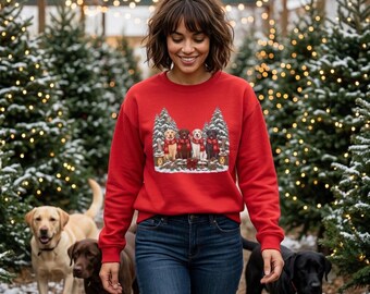 Cheerful Labrador Retrievers Dressed for the Holidays | Festive Labrador Retrievers | Gildan 18000