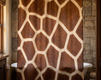 Tenda da doccia con foto di vera giraffa / Decorazione per il bagno con motivo animali della savana (71"x74")