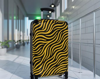 Yellow Black Zebra Stripe Hard-Shell Suitcase | Built-In Lock | Four 360 Degree Double Wheels