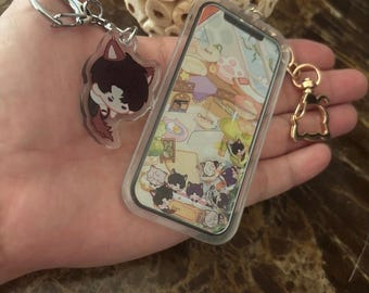 Cat Café Acrylic Shaker Keychain