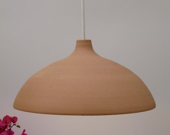 Pendant light, Bigger Light brown stoneware bell, Hanging lamp.