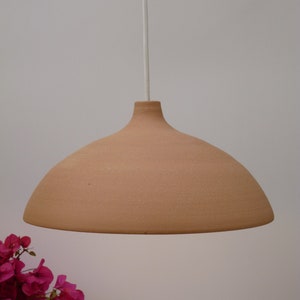 Pendant light, Bigger Light brown stoneware bell, Hanging lamp.