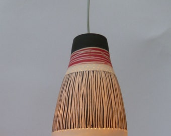 Porcelain bell with black and red stripe, Hanging lamp