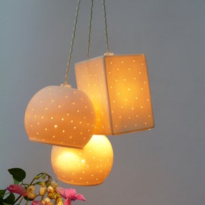 Three bells, Perforated Porcelain, Pendant lights