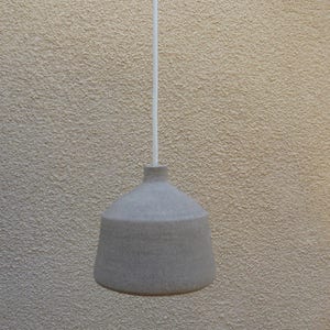 Ceramic Pendant light, Light Gray stoneware bell, Hanging lamp. image 3