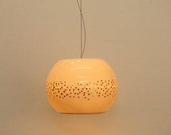 Big Porcelain ball with gold 14K, Hanging light