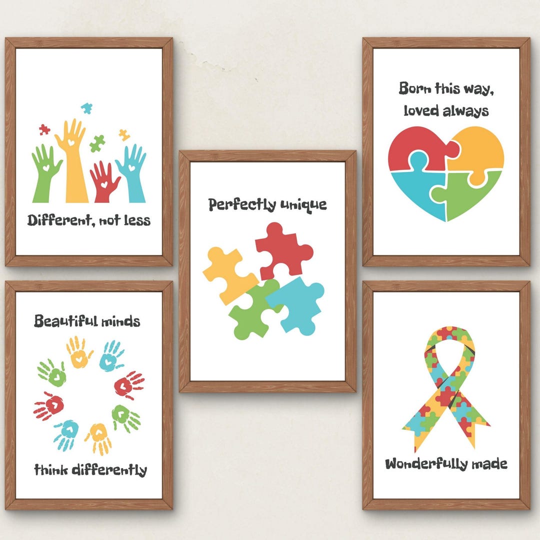 Autism Acceptance Nursery Wall Art Set, Inspirational Kids Quotes ...