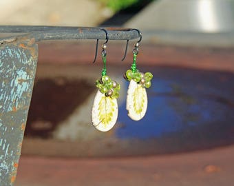 Pierced ears creator raku ceramics niobium Peridots silver 925