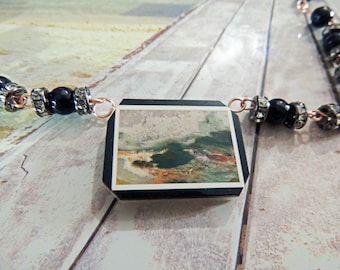 Necklace "storm of the Atlantic" natural jasper, black Agates