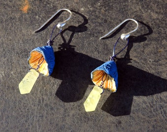 925 silver earrings with Brucite stones and creative ceramics