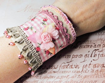 Bracelet manchette Shabby Tendres douceurs "hivernales"