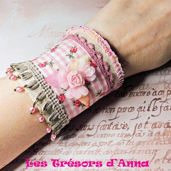 Bracelet manchette Shabby Tendres douceurs "hivernales"