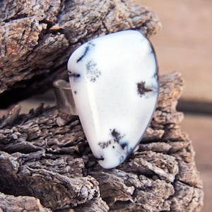 Adjustable ring 925 silver Opal dendritic 33 / 24mm