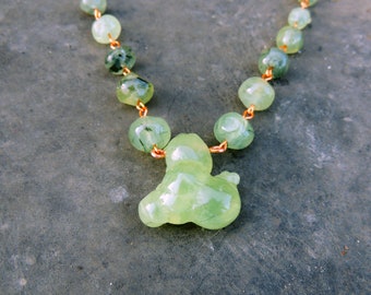 Collier cuivre Jade néphrite brut