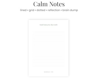 Calm Notes Printable – Minimal Lined Writing Page for Journaling and Planning A4 and US Letter