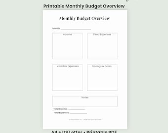 Monatlicher Budgetplaner zum Ausdrucken, einfacher monatlicher Budgetplaner für den Haushalt (PDF)