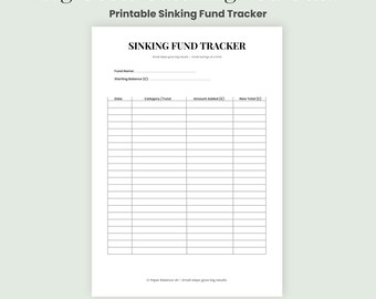 Sinking Funds Tracker Printable Emergency Fund Tracker Savings Budget PDF A4 US Letter