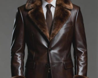 Italian Calfskin & Fur Business Jacket – Luxury Men’s Leather Coat | Imperial Prestige Design