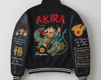 限定版刺繍アニメボンバージャケット：悟空＆アキラ ドラゴンボール
