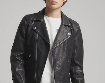 Leather Biker Jacket, Slim Fit Moto Outerwear