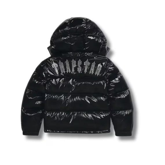 Black Trapstar Puffer Jacket | Glossy Hooded Bubble Coat - Etsy Israel