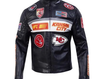Kansas City Chiefs Leather Biker Jacket – NFL Fan Apparel