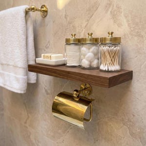 Handcrafted Unlacquered Brass Toilet Paper Holder, Vintage Bathroom Decor