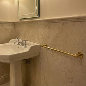 Portasciugamani in ottone non laccato fatto a mano, portasciugamani da bagno vintage