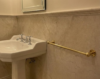 Toallero de latón sin lacar hecho a mano, soporte de baño vintage