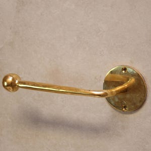 Unlacquered Brass Toilet Paper Holder – Handcrafted Wall Mount Roll Holder, Vintage Bathroom Fixture image 12