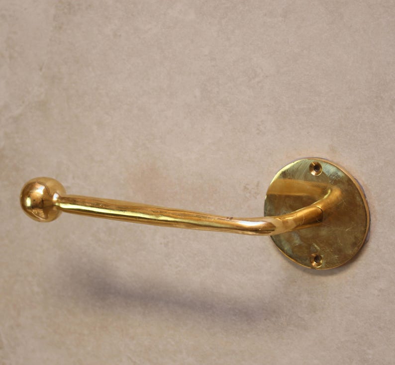 Unlacquered Brass Toilet Paper Holder – Handcrafted Wall Mount Roll Holder, Vintage Bathroom Fixture image 12