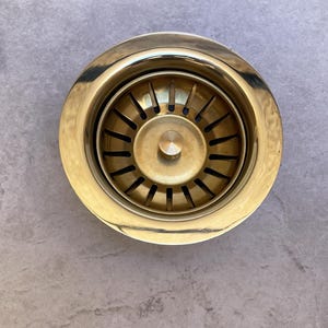 Unlacquered Solid Brass Sink Strainer, Farmhouse Kitchen Waste Drain