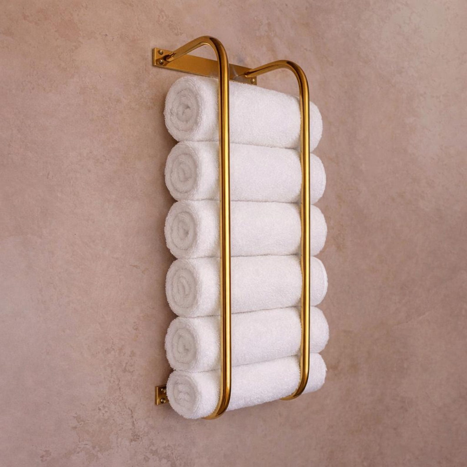 Unlacquered Brass Towel Rack, Vertical Rolled Towel Storage, Spa ...