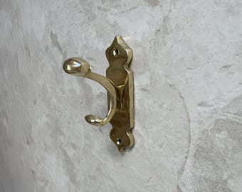 Handmade Moroccan Brass Wall Hook, Vintage Towel & Coat Hanger