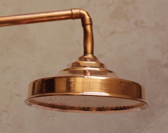 Unlacquered Copper Shower Head, Outdoor Shower Head, Bathroom Showerhead, Rainfall Showerhead, Copper Bath Shower