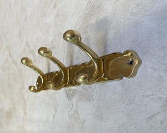 Handmade Solid Brass Wall Hook, Vintage Style, Screws Included