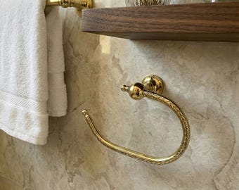 Handmade Engraved Brass Toilet Paper Holder – Wall Mounted Roll Hook