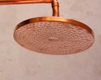 Unlacquered Solid Copper Rain Shower Head, High Pressure Spray