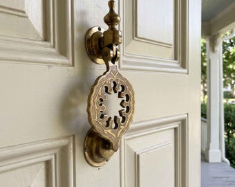 Handmade Brass Door Knocker | Moroccan Engraved Solid Brass Knocker | Vintage Antique Front Door Hardware | Decorative Entry Decor